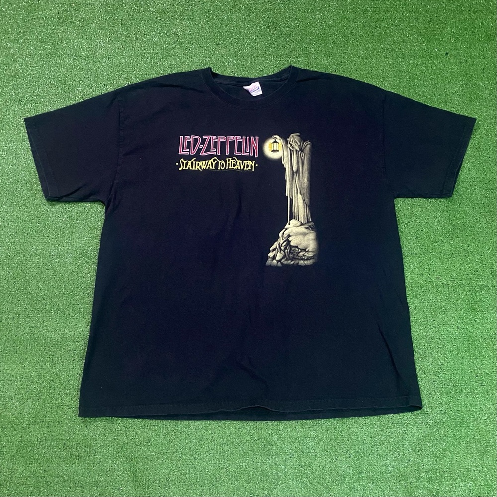 Vintage Y2K Led Zeppelin Stairway to Heaven Lyrics Rock Band Tee Shirt Black XL